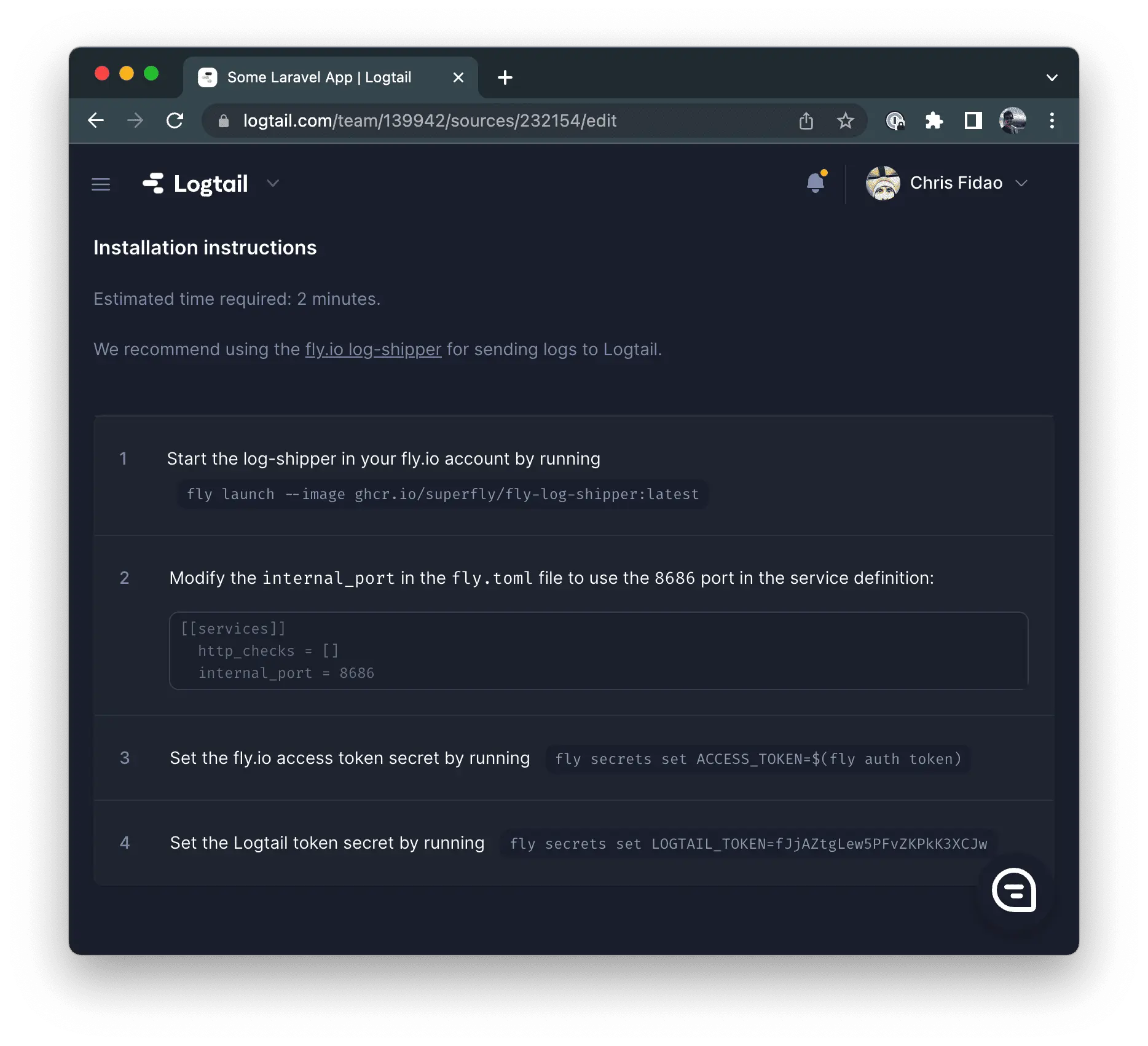 logtail fly.io setup