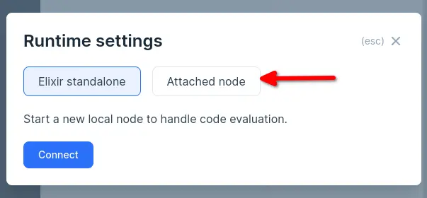 Runtime settings configure connection