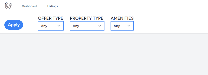 Property Type filters the Amenities dropdown