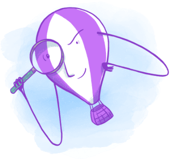 The Fly.io balloon mascot with a magnifying glass