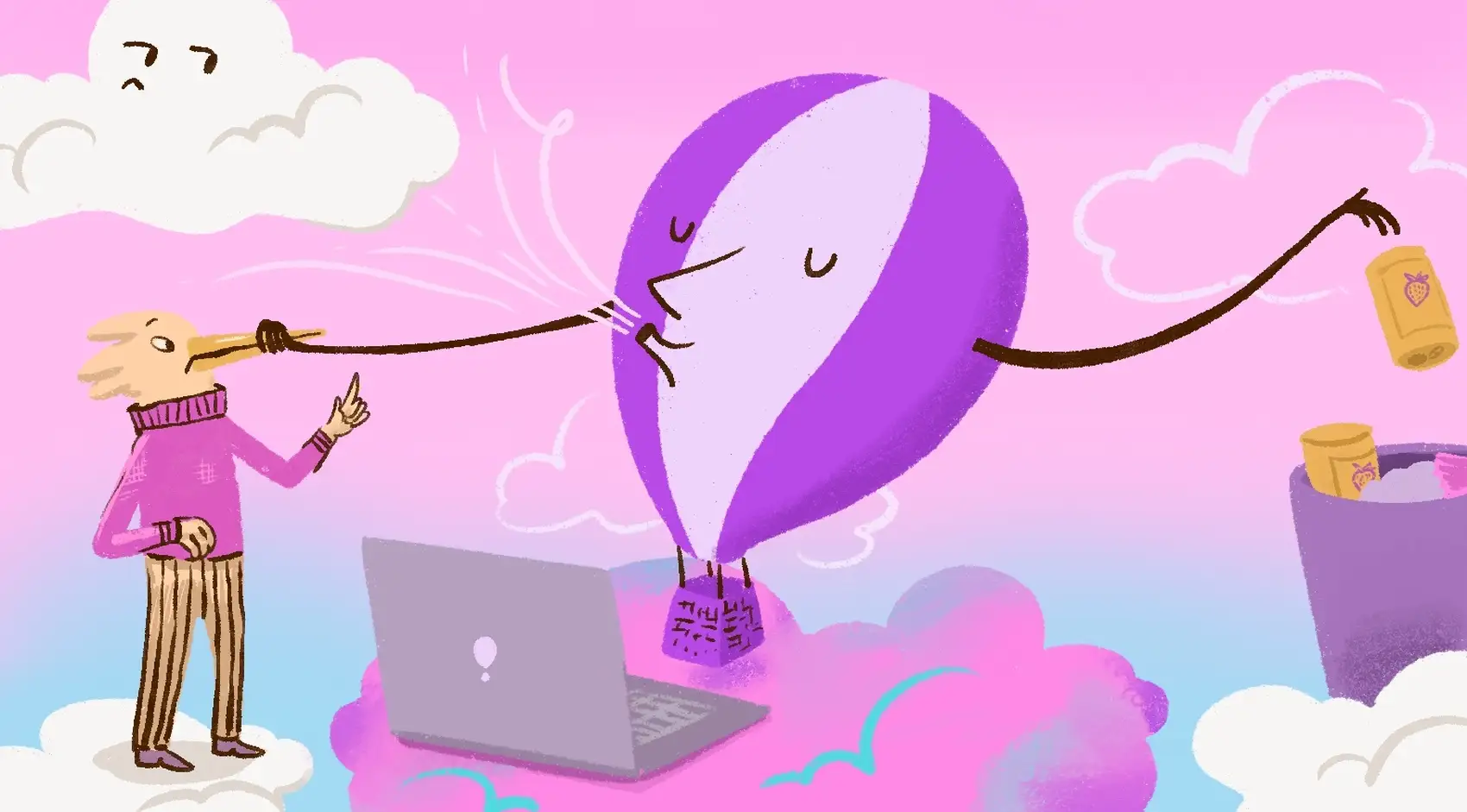 a Balloon, personified as a developer, deploys an application to Fly.io.