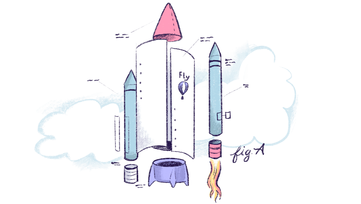 Illustration by Annie Ruygt of a rocket on the launch pad